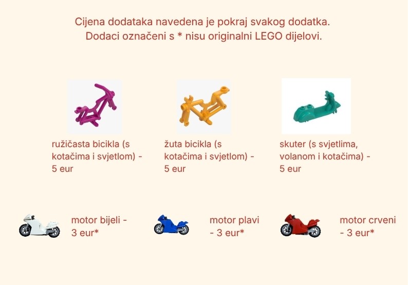 Prijevozna sredstva dodaci LEGO figurice