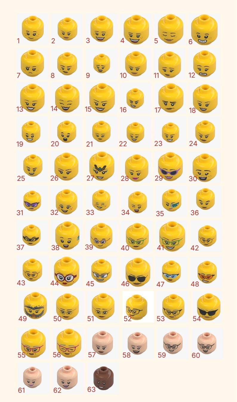 Ženske glave LEGO figurice