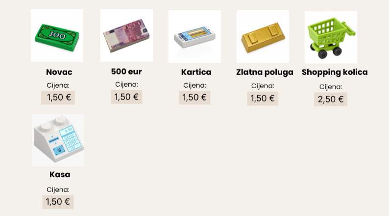 novci i kupovina lego dodaci